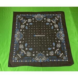 Progressive Biker Lady Skull No 1 Motorcycle Insurer Black Blue Bandana Scarf...
